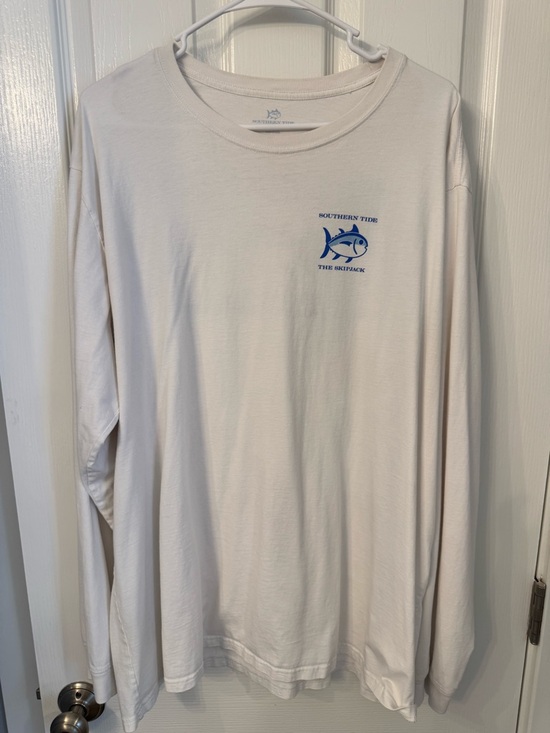 Southern Tide Other - Southern Tide Long-Sleeve Tee in White with Blue Skipjack Logo Size XXL